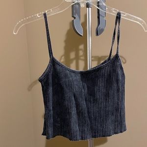 Black distressed color crop top from June. Size large but fits like a medium.